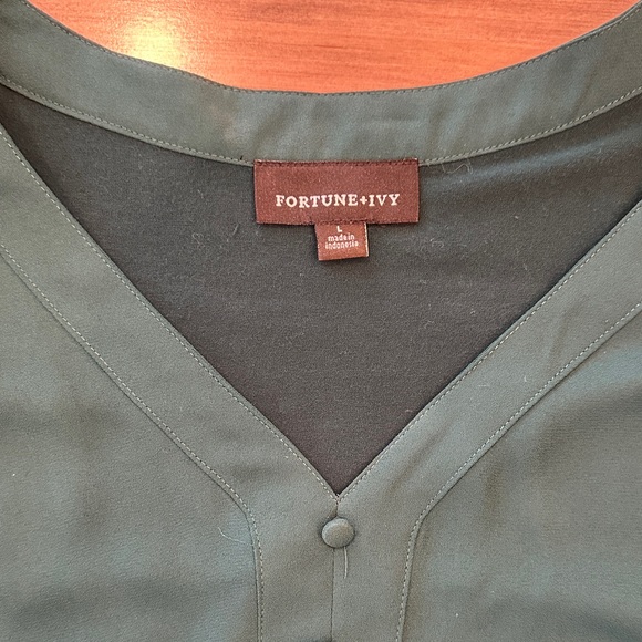 Fortune + Ivy Deep Teal Buttoned Blouse - Picture 2 of 8